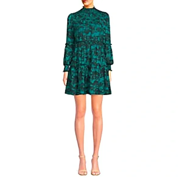green emerald velvet dress SAKS FIFTH AVENUE 1970S BLUE AND GREEN FLORAL MAXI DRESS main image 1